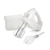 Hamilton Beach White 6 Speed Hand Mixer with Beaters, Whisk, and Snap-On Case